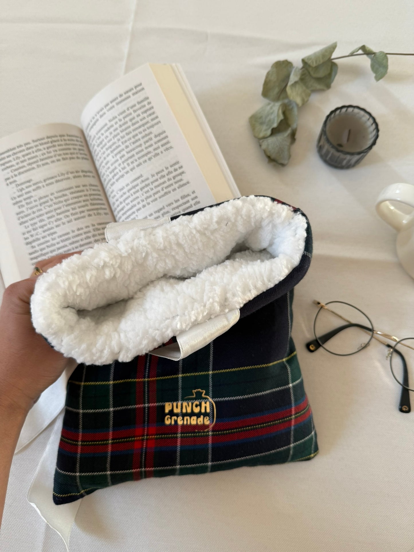 Pochette à livre - TARTAN Bleu marine