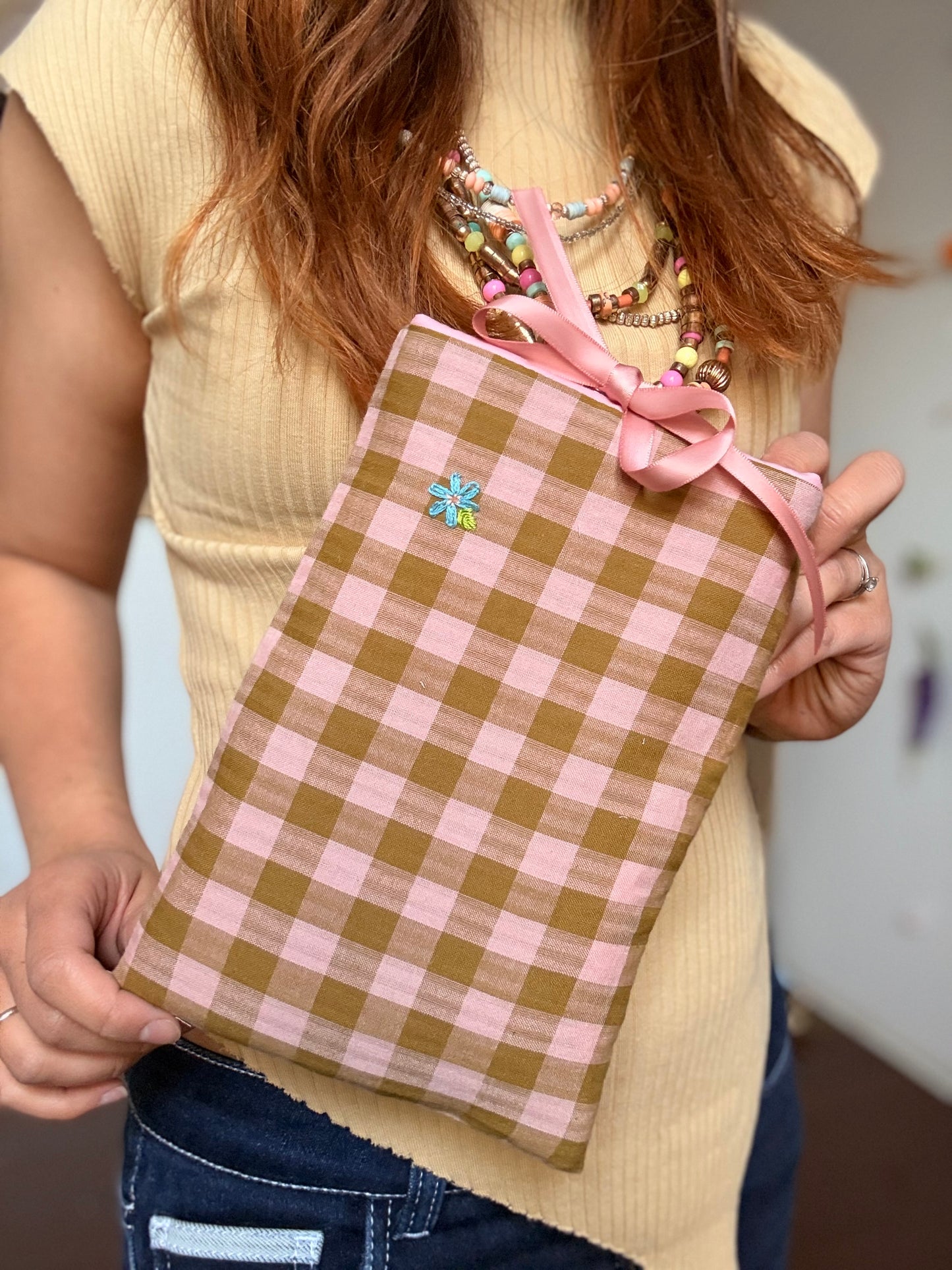 Pochette à livre - Vichy Noisette