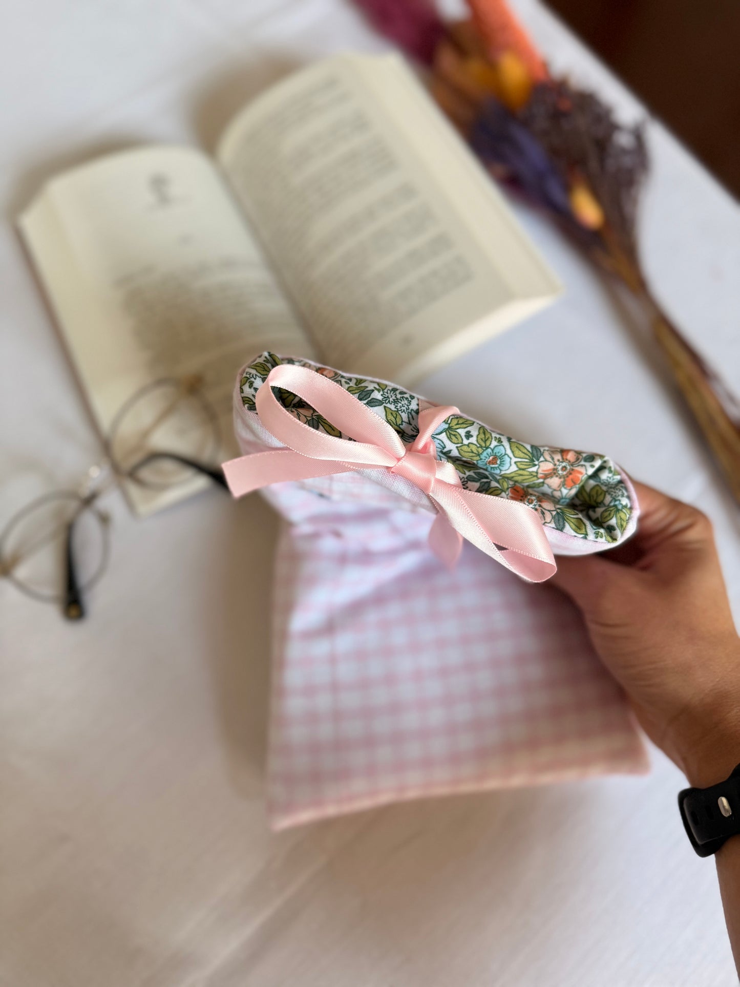 Pochette à livre - Vichy Framboise