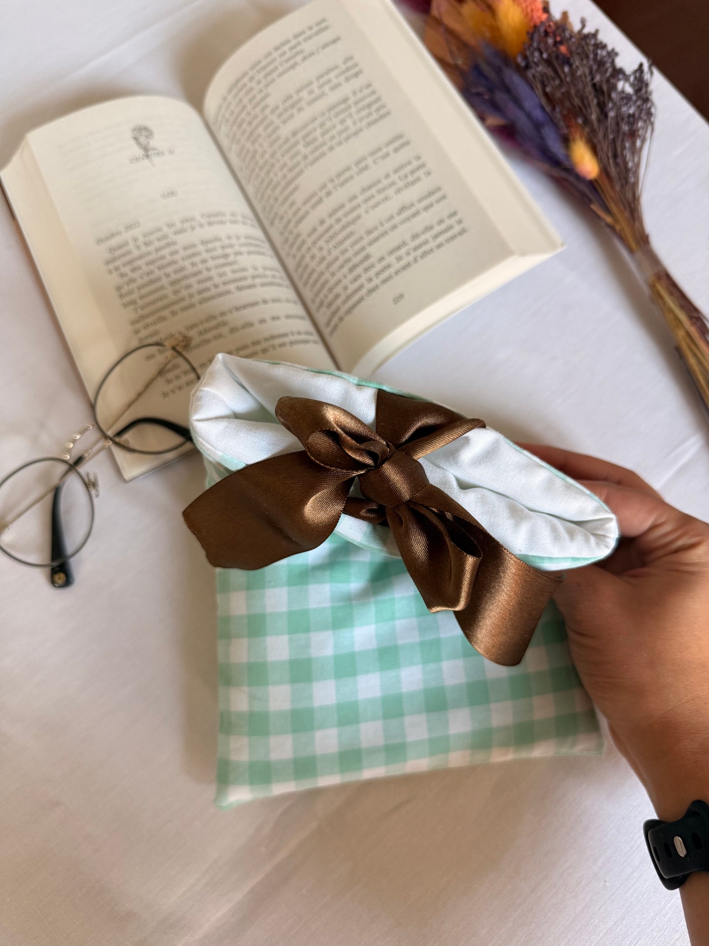 Pochette à livre - Vichy Menthe