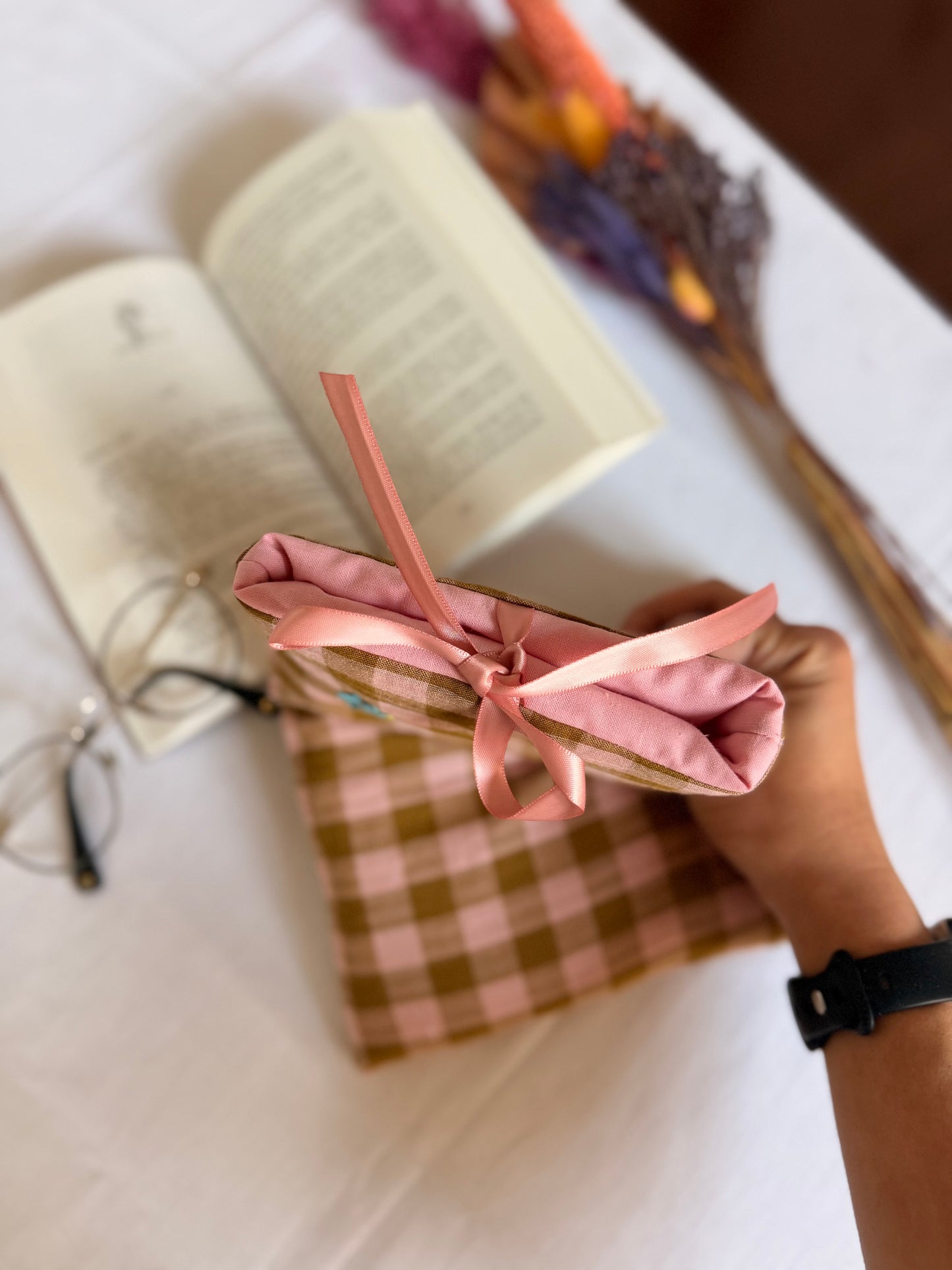 Pochette à livre - Vichy Noisette