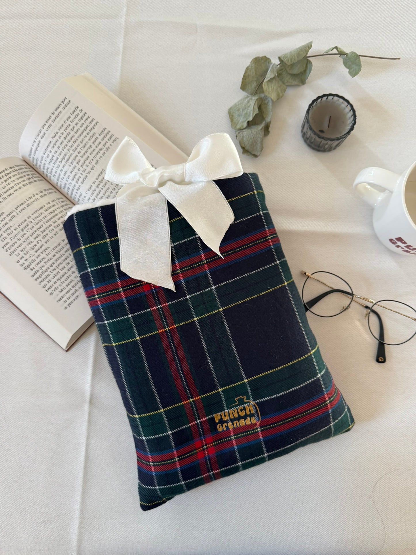 Pochette à livre - TARTAN Bleu marine
