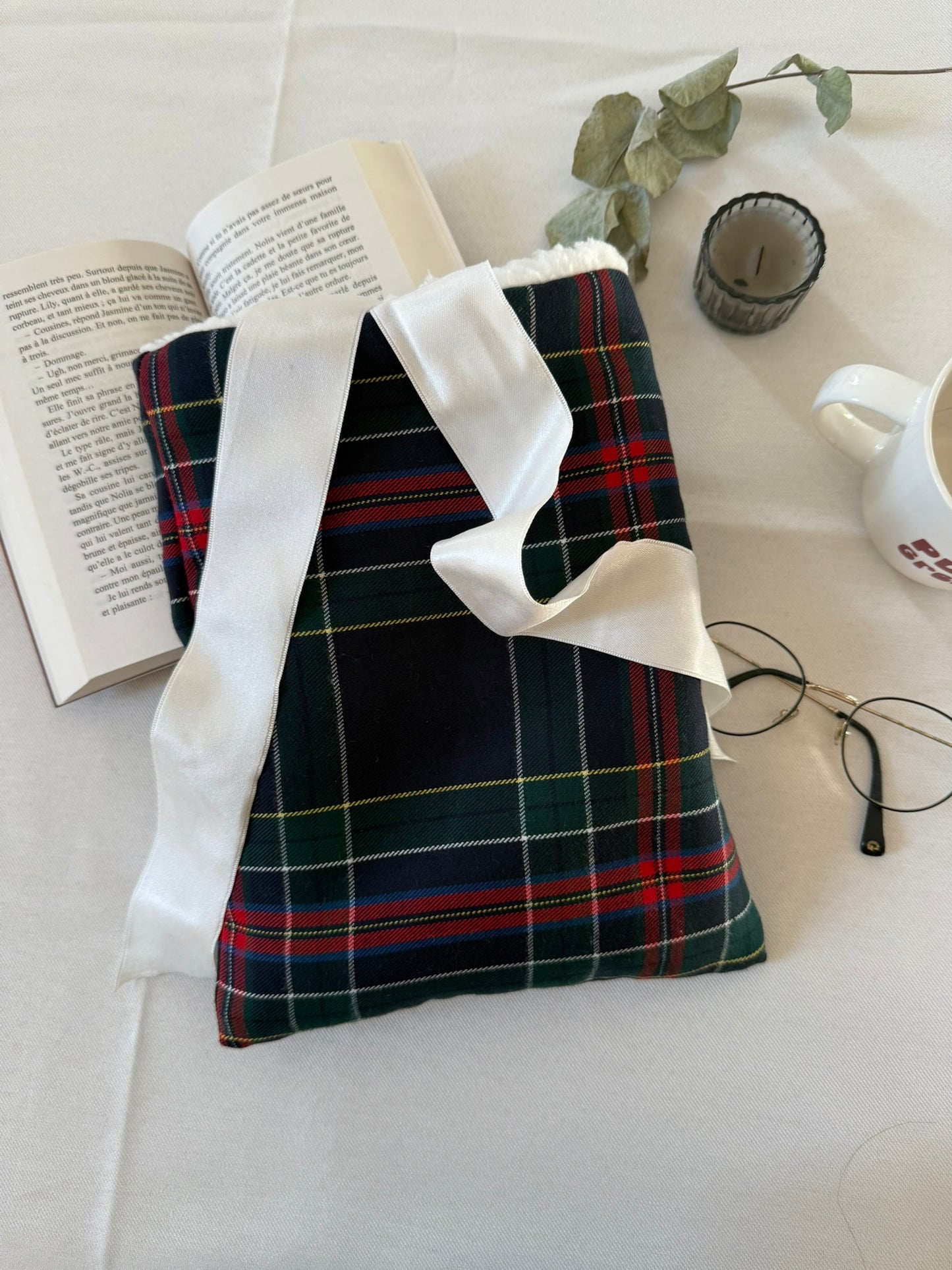 Pochette à livre - TARTAN Bleu marine